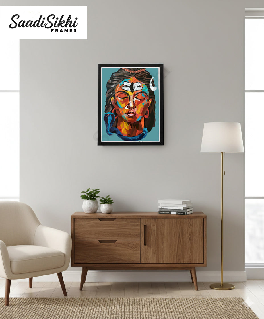 Lord Shiva Hindu Art, Spiritual wall Art, Indian Gods I Indian Art I Wall Frame I with Self Adhesive Hook (SS-SHIV-103)