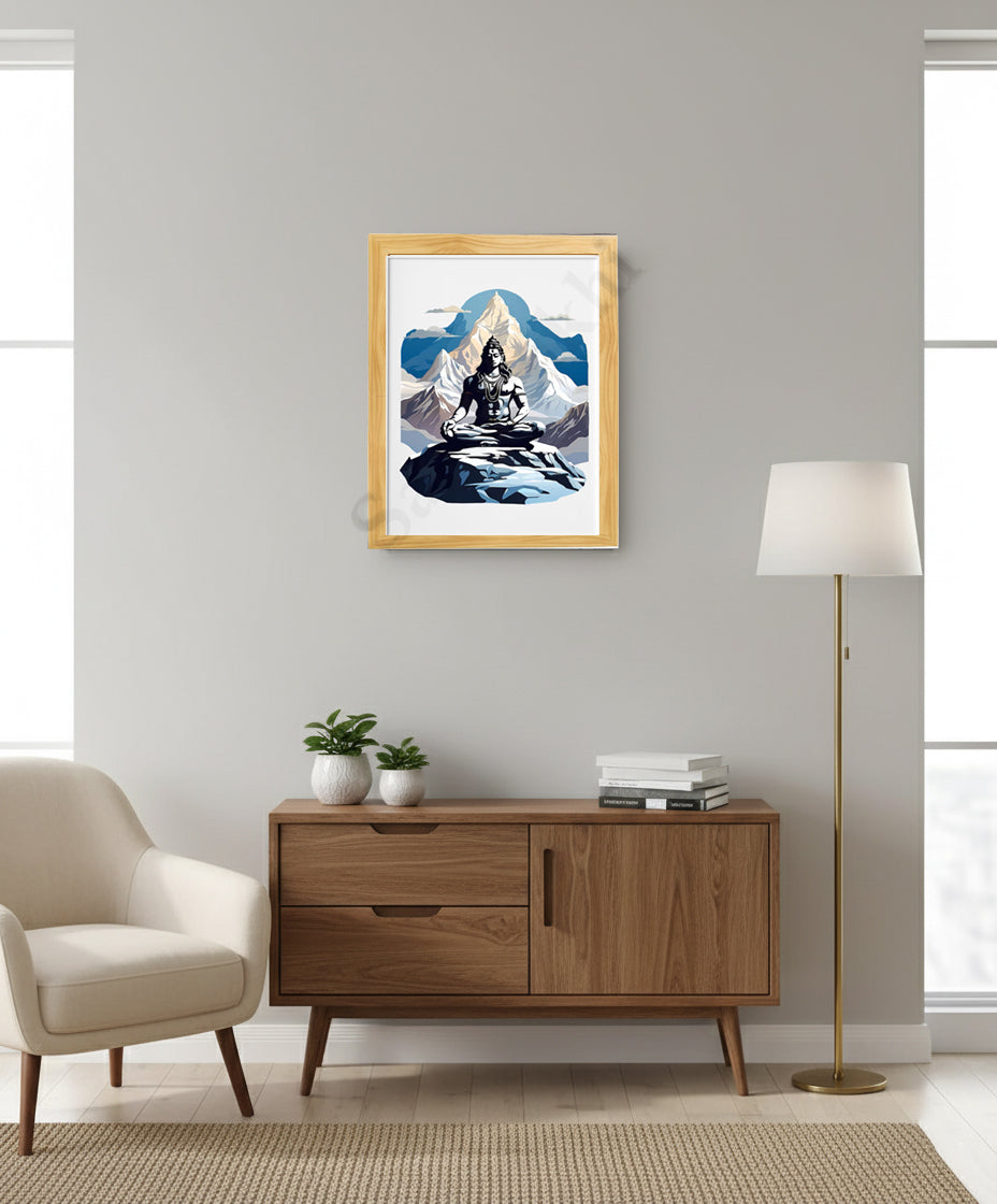 Lord Shiva Hindu Art, Spiritual wall Art, Indian Gods I Indian Art I Wall Frame I with Self Adhesive Hook (SS-SHIV-102)