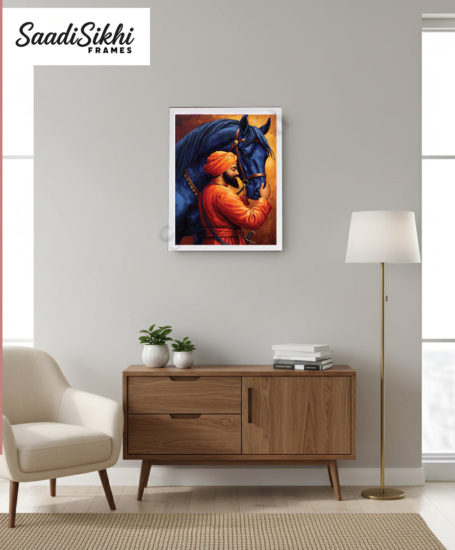SaadiSikhi I "Guru Gobind Singh Ji" - Wall Decor Prints For Home , Housewarming Gifts, Sikh Quotes I Sikh Gift Ideas I Premium Office Desk / Study Desk / Side Tables and Wall Gurbani Art Wall Frames I with Self Adhesive Hook
