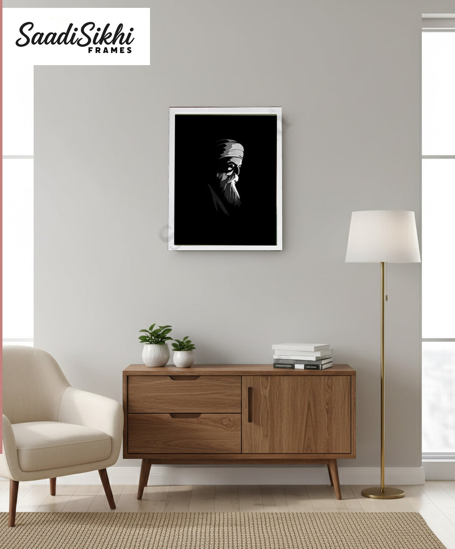SaadiSikhi I "GURU NANAK DEV JI" - Wall Decor Prints For Home , Housewarming Gifts, Sikh Quotes I Sikh Gift Ideas I Premium Office Desk / Study Desk / Side Tables and Wall Gurbani Art Wall Frames I with Self Adhesive Hook