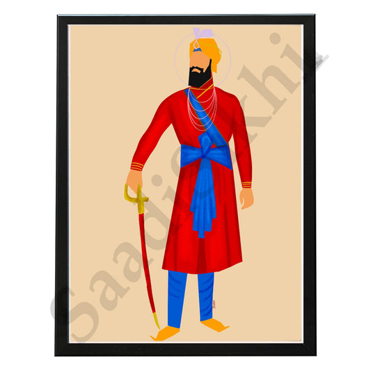 SaadiSikhi I "Guru Gobind Singh Ji" - Wall Decor Prints For Home , Housewarming Gifts, Sikh Quotes I Sikh Gift Ideas I Premium Office Desk / Study Desk / Side Tables and Wall Gurbani Art Wall Frames I with Self Adhesive Hook