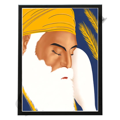 SaadiSikhi I "GURU NANAK DEV JI" - Wall Decor Prints For Home , Housewarming Gifts, Sikh Quotes I Sikh Gift Ideas I Premium Office Desk / Study Desk / Side Tables and Wall Gurbani Art Wall Frames I with Self Adhesive Hook