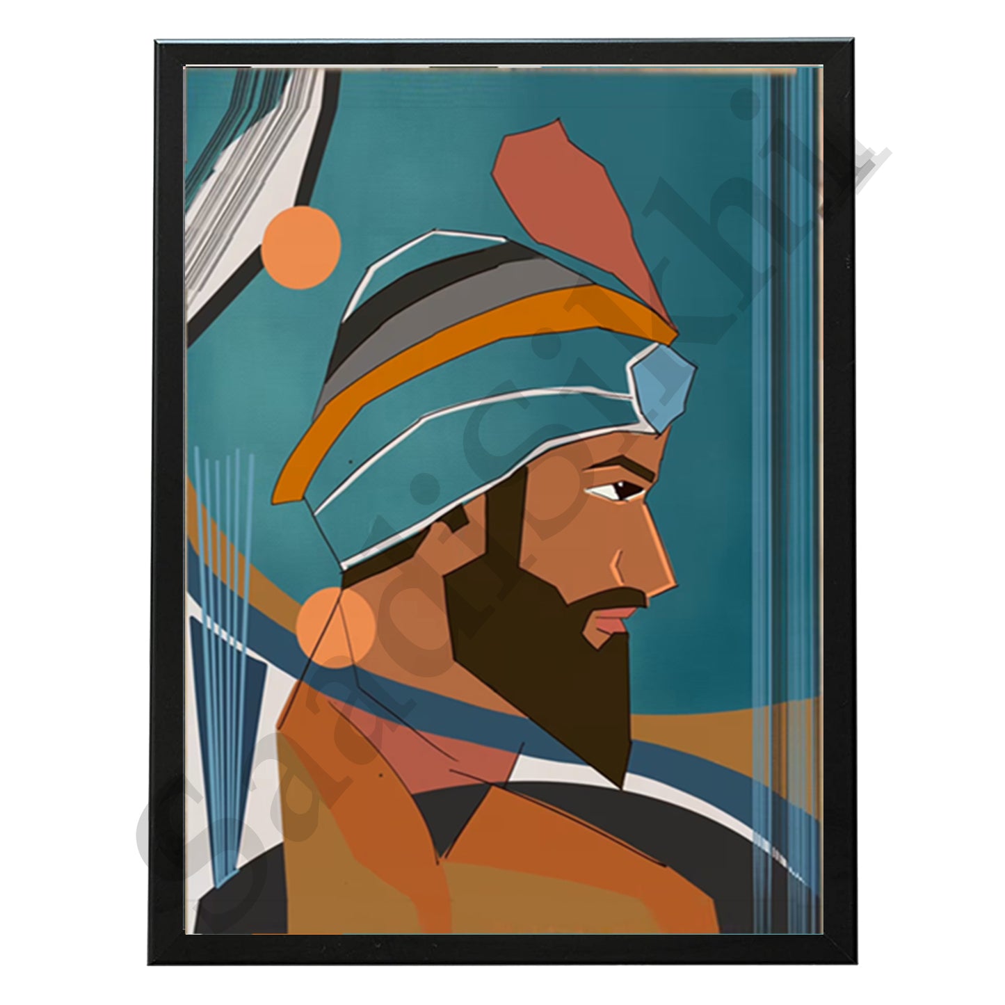 SaadiSikhi I "Guru Gobind Singh Ji" - Wall Decor Prints For Home , Housewarming Gifts, Sikh Quotes I Sikh Gift Ideas I Premium Office Desk / Study Desk / Side Tables and Wall Gurbani Art Wall Frames I with Self Adhesive Hook