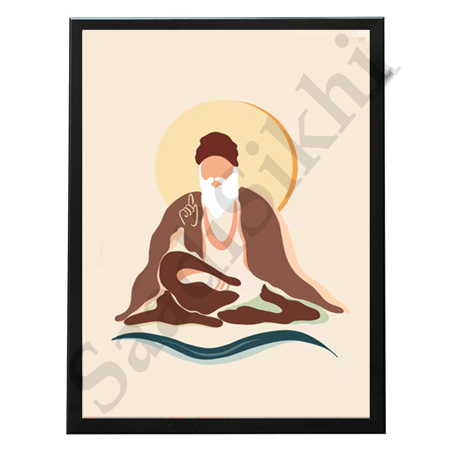 SaadiSikhi I "GURU NANAK DEV JI" - Wall Decor Prints For Home , Housewarming Gifts, Sikh Quotes I Sikh Gift Ideas I Premium Office Desk / Study Desk / Side Tables and Wall Gurbani Art Wall Frames I with Self Adhesive Hook