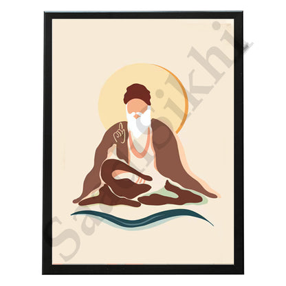 SaadiSikhi I "GURU NANAK DEV JI" - Wall Decor Prints For Home , Housewarming Gifts, Sikh Quotes I Sikh Gift Ideas I Premium Office Desk / Study Desk / Side Tables and Wall Gurbani Art Wall Frames I with Self Adhesive Hook