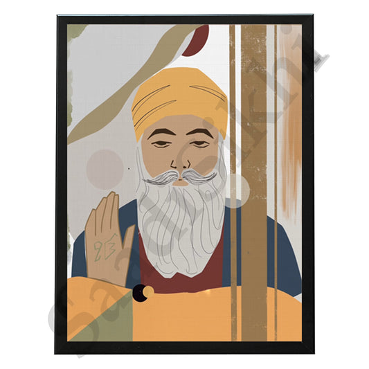 SaadiSikhi I "GURU NANAK DEV JI" - Wall Decor Prints For Home , Housewarming Gifts, Sikh Quotes I Sikh Gift Ideas I Premium Office Desk / Study Desk / Side Tables and Wall Gurbani Art Wall Frames I with Self Adhesive Hook