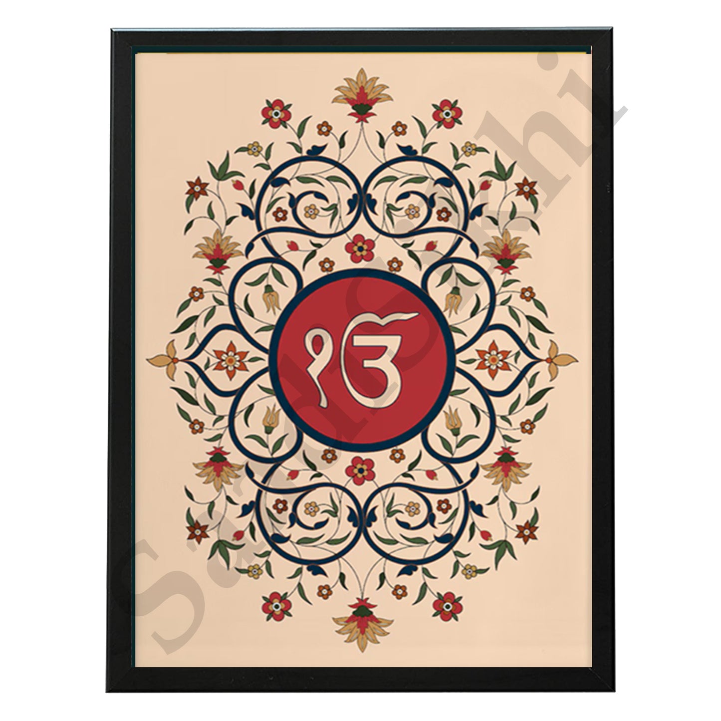 SaadiSikhi I "IK ONKAR" - Wall Decor Prints For Home , Housewarming Gifts, Sikh Quotes I Sikh Gift Ideas I Premium Office Desk / Study Desk / Side Tables and Wall Gurbani Art Wall Frames I with Self Adhesive Hook