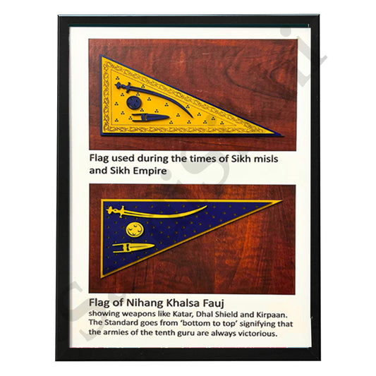 SaadiSikhi I "Khalsa Flag Wood" - Wall Decor Prints For Home , Housewarming Gifts, Sikh Quotes I Sikh Gift Ideas I Premium Office Desk / Study Desk / Side Tables and Wall Gurbani Art Wall Frames I with Self Adhesive Hook