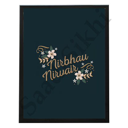 SaadiSikhi I "Nirbhau Nirvair" - Wall Decor Prints For Home , Housewarming Gifts, Sikh Quotes I Sikh Gift Ideas I Premium Office Desk / Study Desk / Side Tables and Wall Gurbani Art Wall Frames I with Self Adhesive Hook