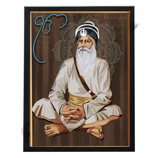 SaadiSikhi I "Baba Deep Singh Ji" - Wall Decor Prints For Home , Housewarming Gifts, Sikh Quotes I Sikh Gift Ideas I Premium Office Desk / Study Desk / Side Tables and Wall Gurbani Art Wall Frames I with Self Adhesive Hook
