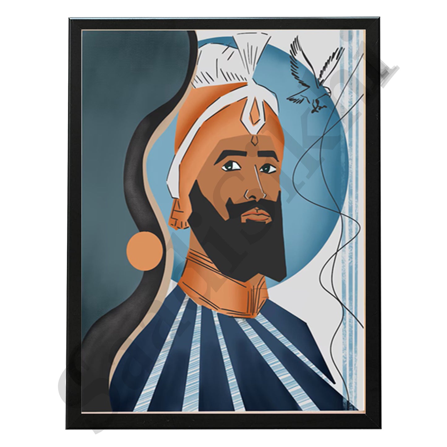 SaadiSikhi I "Guru Gobind Singh Ji" - Wall Decor Prints For Home , Housewarming Gifts, Sikh Quotes I Sikh Gift Ideas I Premium Office Desk / Study Desk / Side Tables and Wall Gurbani Art Wall Frames I with Self Adhesive Hook