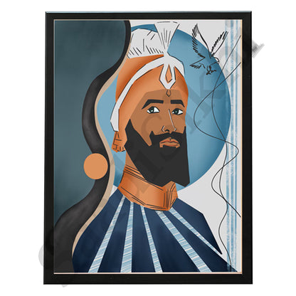 SaadiSikhi I "Guru Gobind Singh Ji" - Wall Decor Prints For Home , Housewarming Gifts, Sikh Quotes I Sikh Gift Ideas I Premium Office Desk / Study Desk / Side Tables and Wall Gurbani Art Wall Frames I with Self Adhesive Hook