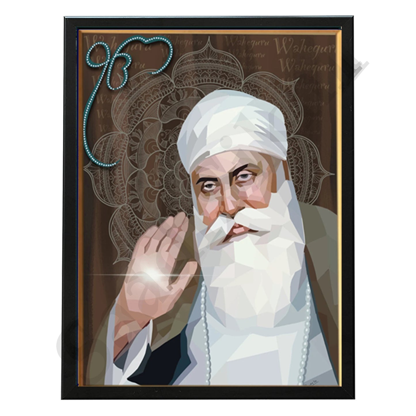 SaadiSikhi I "GURU NANAK DEV JI" - Wall Decor Prints For Home , Housewarming Gifts, Sikh Quotes I Sikh Gift Ideas I Premium Office Desk / Study Desk / Side Tables and Wall Gurbani Art Wall Frames I with Self Adhesive Hook