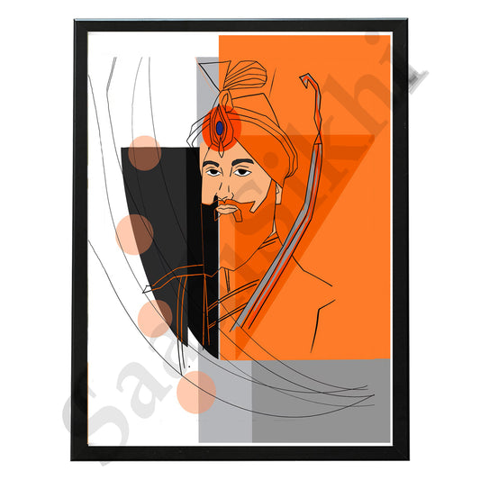 SaadiSikhi I "Guru Gobind Singh Ji" - Wall Decor Prints For Home , Housewarming Gifts, Sikh Quotes I Sikh Gift Ideas I Premium Office Desk / Study Desk / Side Tables and Wall Gurbani Art Wall Frames I with Self Adhesive Hook