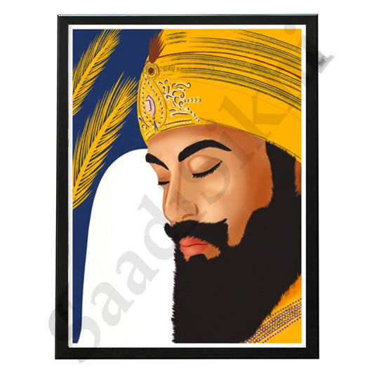 SaadiSikhi I "GURU GOBIND SINGH JI" - Wall Decor Prints For Home , Housewarming Gifts, Sikh Quotes I Sikh Gift Ideas I Premium Office Desk / Study Desk / Side Tables and Wall Gurbani Art Wall Frames I with Self Adhesive Hook