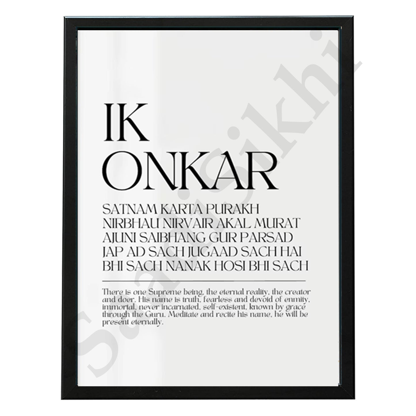 SaadiSikhi I "Mool Mantar in English with Meaning" - Wall Decor Prints For Home , Housewarming Gifts, Sikh Quotes I Sikh Gift Ideas I Premium Office Desk / Study Desk / Side Tables and Wall Gurbani Art Wall Frames I with Self Adhesive Hook