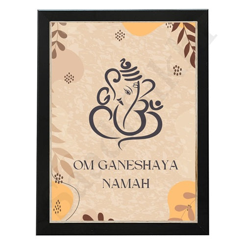 Abstract Modern Om Ganesha Minimalist Line Drawing Indian Hindu God Home Wall Decor I Boho Art I Simple Ganesha Puja Room Decor IIndian ArtI Wall Frame I with Self Adhesive Hook (SS-GJI-028)