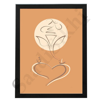 Abstract Modern Om Ganesha Minimalist Line Drawing Indian Hindu God Home Wall Decor I Boho Art I Simple Ganesha Puja Room Decor IIndian ArtI Wall Frame I with Self Adhesive Hook (SS-GJI-021)