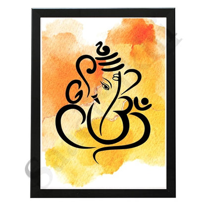 Abstract Modern Om Ganesha Minimalist Line Drawing Indian Hindu God Home Wall Decor I Boho Art I Simple Ganesha Puja Room Decor IIndian ArtI Wall Frame I with Self Adhesive Hook (SS-GJI-011)