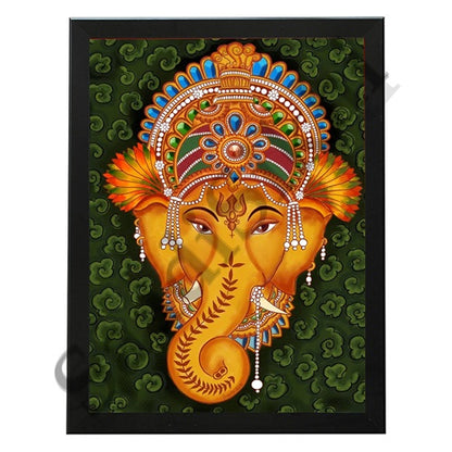 Abstract Modern Om Ganesha Minimalist Line Drawing Indian Hindu God Home Wall Decor I Boho Art I Simple Ganesha Puja Room Decor IIndian ArtI Wall Frame I with Self Adhesive Hook (SS-GJI-014)