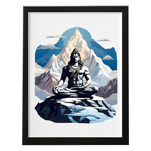 Lord Shiva Hindu Art, Spiritual wall Art, Indian Gods I Indian Art I Wall Frame I with Self Adhesive Hook  (SS-SHIV-102)