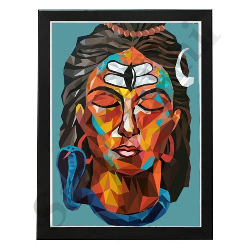 Lord Shiva Hindu Art, Spiritual wall Art, Indian Gods I Indian Art I Wall Frame I with Self Adhesive Hook  (SS-SHIV-103)