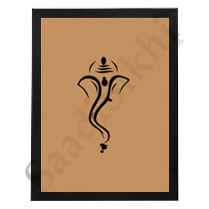 Abstract Modern Om Ganesha Minimalist Line Drawing Indian Hindu God Home Wall Decor I Boho Art I Simple Ganesha Puja Room Decor IIndian ArtI Wall Frame I with Self Adhesive Hook (SS-GJI-006)