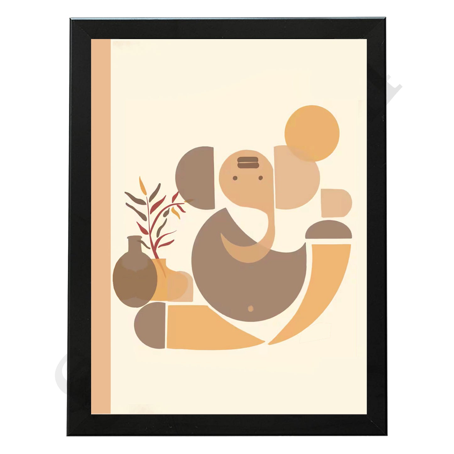 Abstract Modern Om Ganesha Minimalist Line Drawing Indian Hindu God Home Wall Decor I Boho Art I Simple Ganesha Puja Room Decor IIndian ArtI Wall Frame I with Self Adhesive Hook (SS-GJI-022)