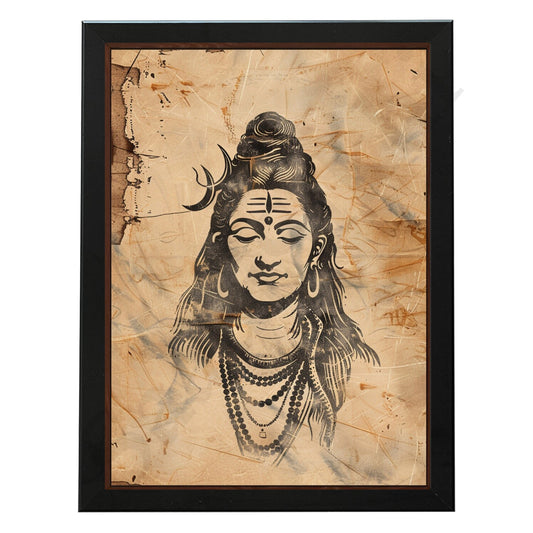 Lord Shiva Hindu Art, Spiritual wall Art, Indian Gods I Indian Art I Wall Frame I with Self Adhesive Hook  (SS-SHIV-502)