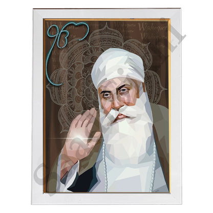 SaadiSikhi I "GURU NANAK DEV JI" - Wall Decor Prints For Home , Housewarming Gifts, Sikh Quotes I Sikh Gift Ideas I Premium Office Desk / Study Desk / Side Tables and Wall Gurbani Art Wall Frames I with Self Adhesive Hook