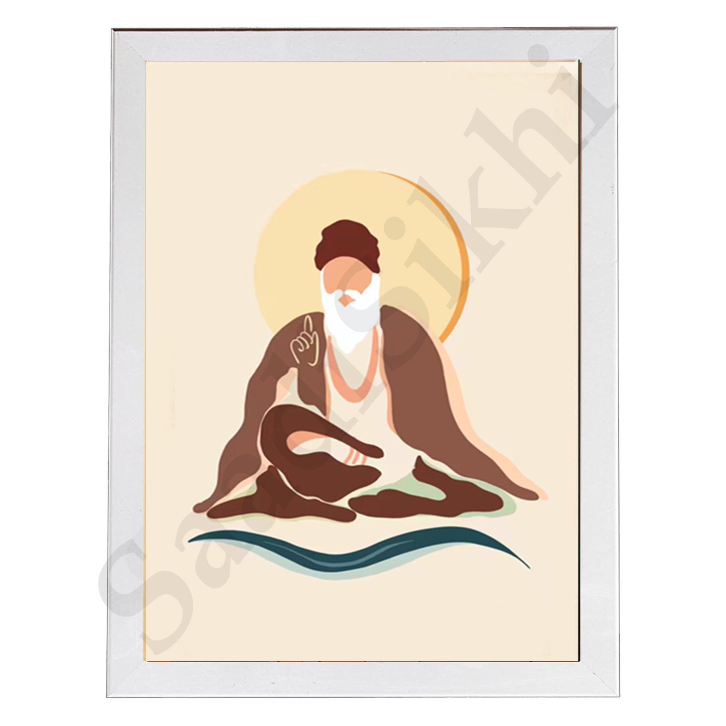 SaadiSikhi I "GURU NANAK DEV JI" - Wall Decor Prints For Home , Housewarming Gifts, Sikh Quotes I Sikh Gift Ideas I Premium Office Desk / Study Desk / Side Tables and Wall Gurbani Art Wall Frames I with Self Adhesive Hook