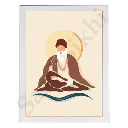 SaadiSikhi I "GURU NANAK DEV JI" - Wall Decor Prints For Home , Housewarming Gifts, Sikh Quotes I Sikh Gift Ideas I Premium Office Desk / Study Desk / Side Tables and Wall Gurbani Art Wall Frames I with Self Adhesive Hook
