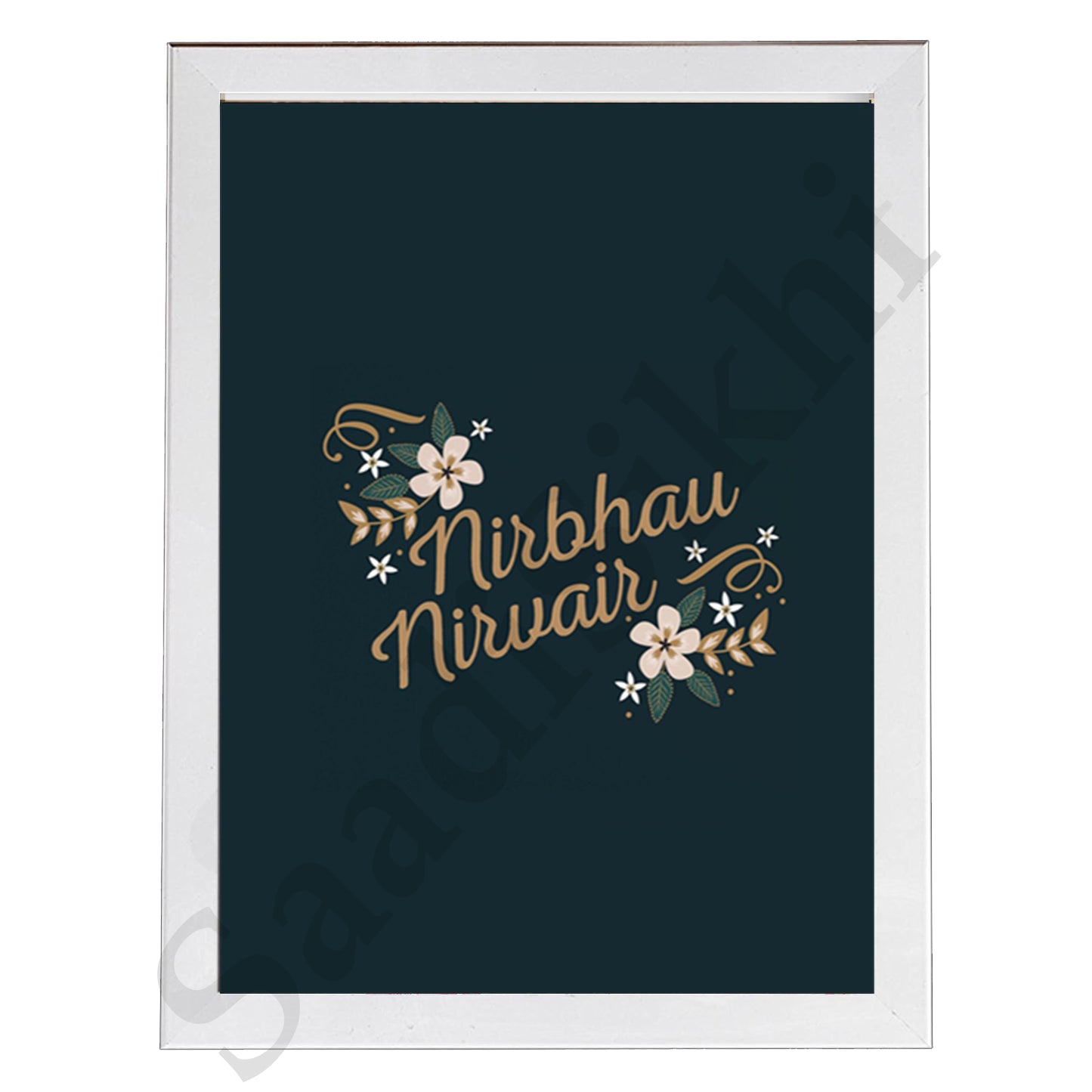 SaadiSikhi I "Nirbhau Nirvair" - Wall Decor Prints For Home , Housewarming Gifts, Sikh Quotes I Sikh Gift Ideas I Premium Office Desk / Study Desk / Side Tables and Wall Gurbani Art Wall Frames I with Self Adhesive Hook