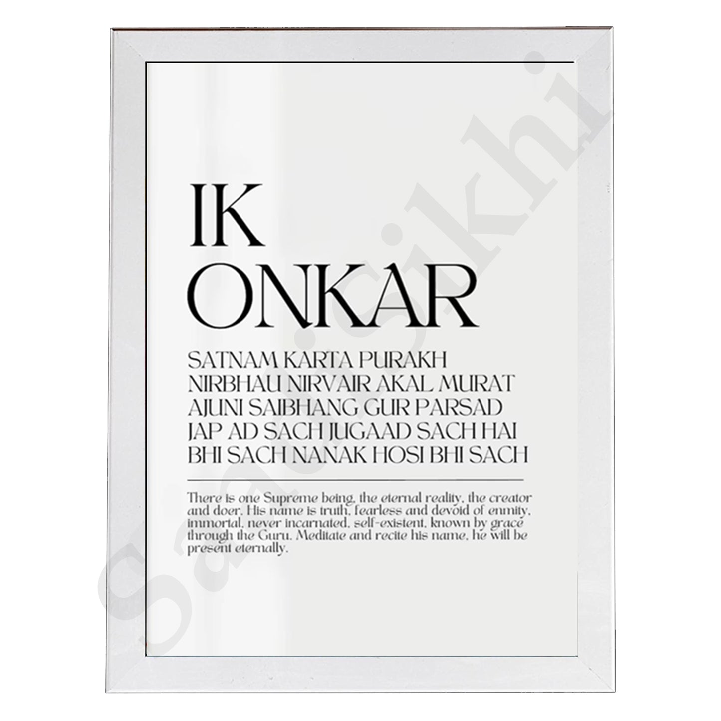 SaadiSikhi I "Mool Mantar in English with Meaning" - Wall Decor Prints For Home , Housewarming Gifts, Sikh Quotes I Sikh Gift Ideas I Premium Office Desk / Study Desk / Side Tables and Wall Gurbani Art Wall Frames I with Self Adhesive Hook