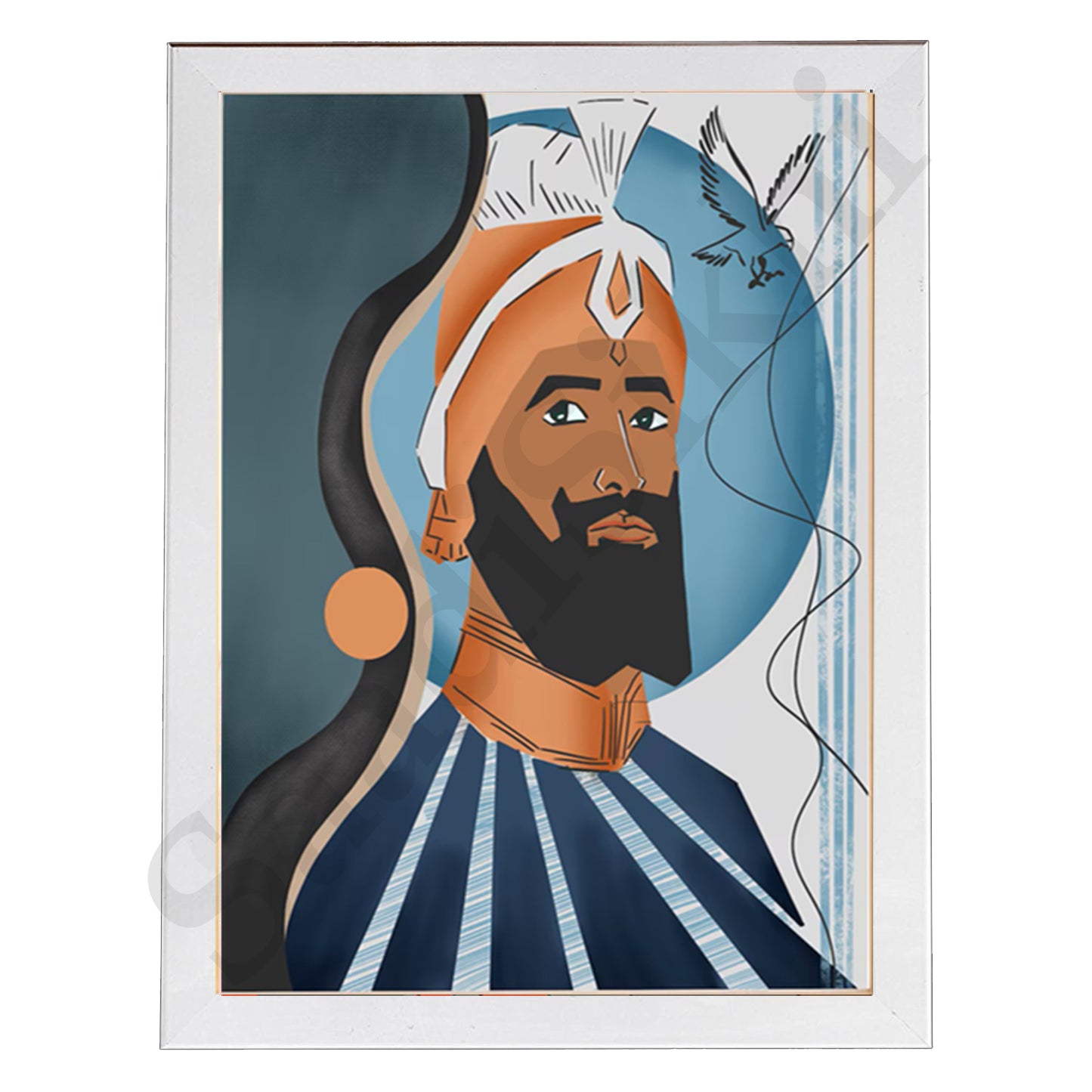 SaadiSikhi I "Guru Gobind Singh Ji" - Wall Decor Prints For Home , Housewarming Gifts, Sikh Quotes I Sikh Gift Ideas I Premium Office Desk / Study Desk / Side Tables and Wall Gurbani Art Wall Frames I with Self Adhesive Hook