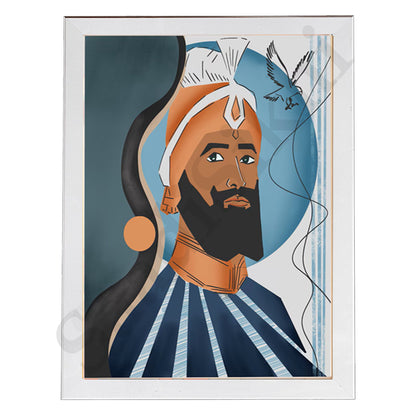 SaadiSikhi I "Guru Gobind Singh Ji" - Wall Decor Prints For Home , Housewarming Gifts, Sikh Quotes I Sikh Gift Ideas I Premium Office Desk / Study Desk / Side Tables and Wall Gurbani Art Wall Frames I with Self Adhesive Hook