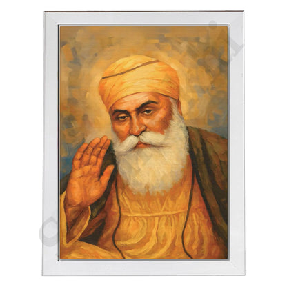 SaadiSikhi I "GURU NANAK DEV JI" - Wall Decor Prints For Home , Housewarming Gifts, Sikh Quotes I Sikh Gift Ideas I Premium Office Desk / Study Desk / Side Tables and Wall Gurbani Art Wall Frames I with Self Adhesive Hook