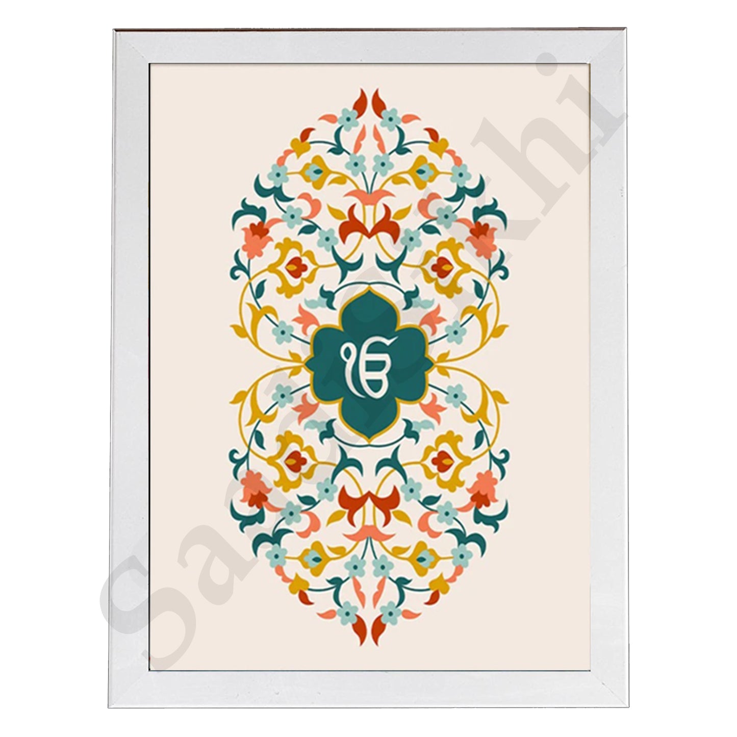 SaadiSikhi I "IK ONKAR" - Wall Decor Prints For Home , Housewarming Gifts, Sikh Quotes I Sikh Gift Ideas I Premium Office Desk / Study Desk / Side Tables and Wall Gurbani Art Wall Frames I with Self Adhesive Hook
