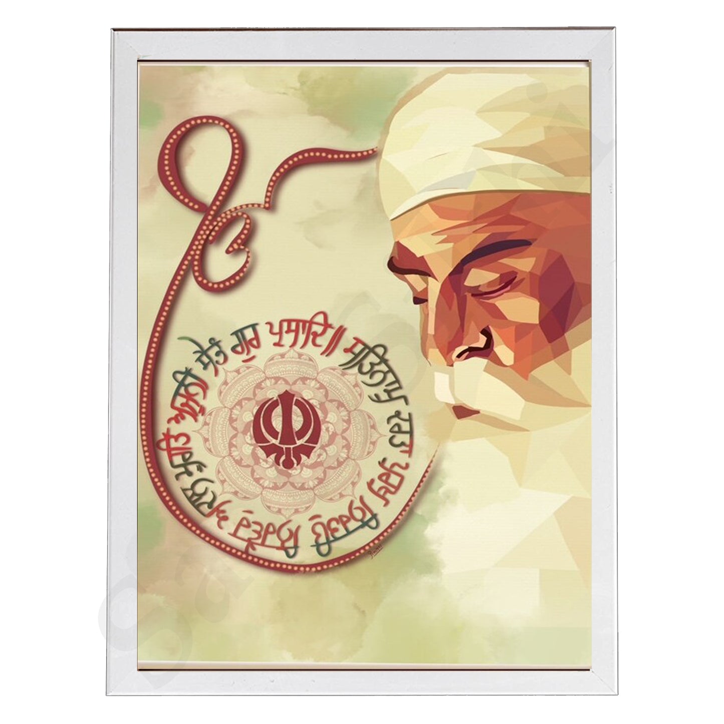 SaadiSikhi I IK ONKAR - Mool Mantar - Wall Decor Prints For Home , Housewarming Gifts, Sikh Quotes I Sikh Gift Ideas I Premium Office Desk / Study Desk / Side Tables and Wall Gurbani Art Wall Frames I with Self Adhesive Hook