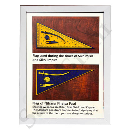 SaadiSikhi I "Khalsa Flag Wood" - Wall Decor Prints For Home , Housewarming Gifts, Sikh Quotes I Sikh Gift Ideas I Premium Office Desk / Study Desk / Side Tables and Wall Gurbani Art Wall Frames I with Self Adhesive Hook