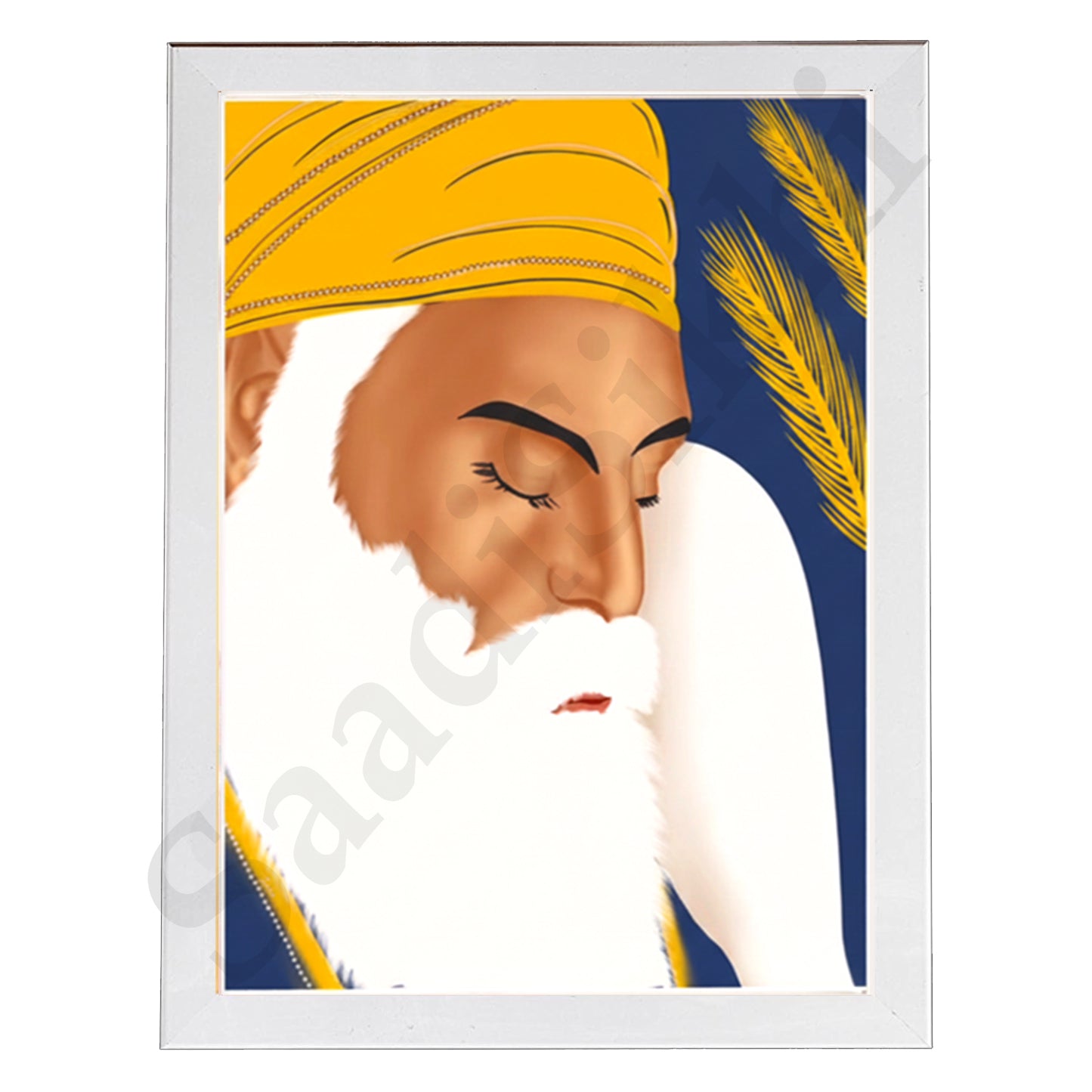 SaadiSikhi I "GURU NANAK DEV JI" - Wall Decor Prints For Home , Housewarming Gifts, Sikh Quotes I Sikh Gift Ideas I Premium Office Desk / Study Desk / Side Tables and Wall Gurbani Art Wall Frames I with Self Adhesive Hook