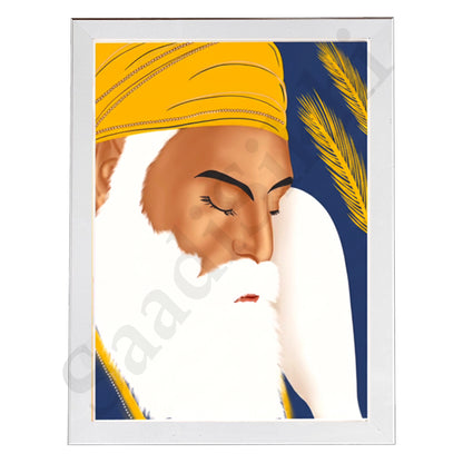 SaadiSikhi I "GURU NANAK DEV JI" - Wall Decor Prints For Home , Housewarming Gifts, Sikh Quotes I Sikh Gift Ideas I Premium Office Desk / Study Desk / Side Tables and Wall Gurbani Art Wall Frames I with Self Adhesive Hook