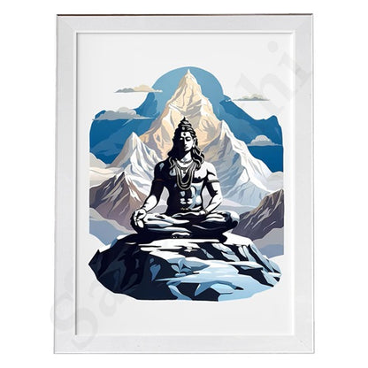 Lord Shiva Hindu Art, Spiritual wall Art, Indian Gods I Indian Art I Wall Frame I with Self Adhesive Hook  (SS-SHIV-102)