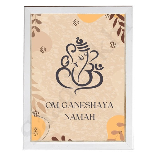 Abstract Modern Om Ganesha Minimalist Line Drawing Indian Hindu God Home Wall Decor I Boho Art I Simple Ganesha Puja Room Decor IIndian ArtI Wall Frame I with Self Adhesive Hook (SS-GJI-028)