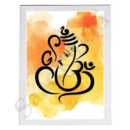 Abstract Modern Om Ganesha Minimalist Line Drawing Indian Hindu God Home Wall Decor I Boho Art I Simple Ganesha Puja Room Decor IIndian ArtI Wall Frame I with Self Adhesive Hook (SS-GJI-011)