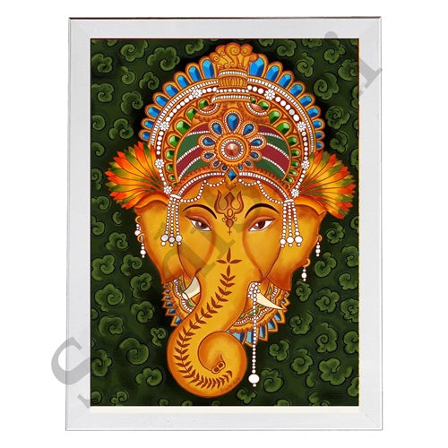 Abstract Modern Om Ganesha Minimalist Line Drawing Indian Hindu God Home Wall Decor I Boho Art I Simple Ganesha Puja Room Decor IIndian ArtI Wall Frame I with Self Adhesive Hook (SS-GJI-014)