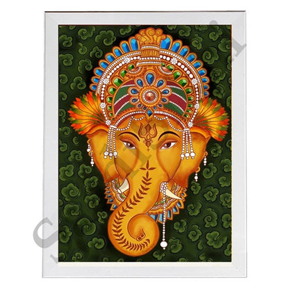 Abstract Modern Om Ganesha Minimalist Line Drawing Indian Hindu God Home Wall Decor I Boho Art I Simple Ganesha Puja Room Decor IIndian ArtI Wall Frame I with Self Adhesive Hook (SS-GJI-014)