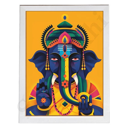 Colorful Madhubani Indian God Ganesha print I Meditation art decor I Yoga studio | Colorful wall decor I Indian Art I Wall Frame I with Self Adhesive Hook