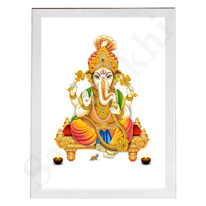 Abstract Modern Om Ganesha Minimalist Line Drawing Indian Hindu God Home Wall Decor I Boho Art I Simple Ganesha Puja Room Decor IIndian ArtI Wall Frame I with Self Adhesive Hook (SS-GJI-027)