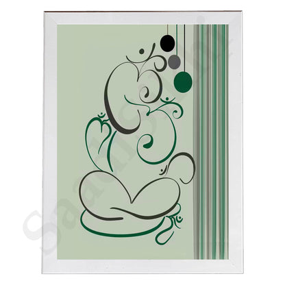 Abstract Modern Om Ganesha Minimalist Line Drawing Indian Hindu God Home Wall Decor I Boho Art I Simple Ganesha Puja Room Decor IIndian ArtI Wall Frame I with Self Adhesive Hook (SS-GJI-012)